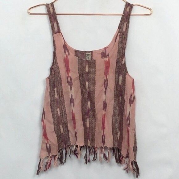 Feathers Aztec Fringe Hem Cropped Tank Top New Condition Small - Picture 2 of 5